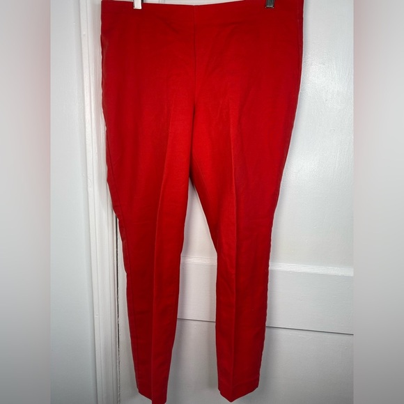 CROSBY 12 Designer Vibrant Red Dress Skinny Pants with Pockets - Picture 1 of 9